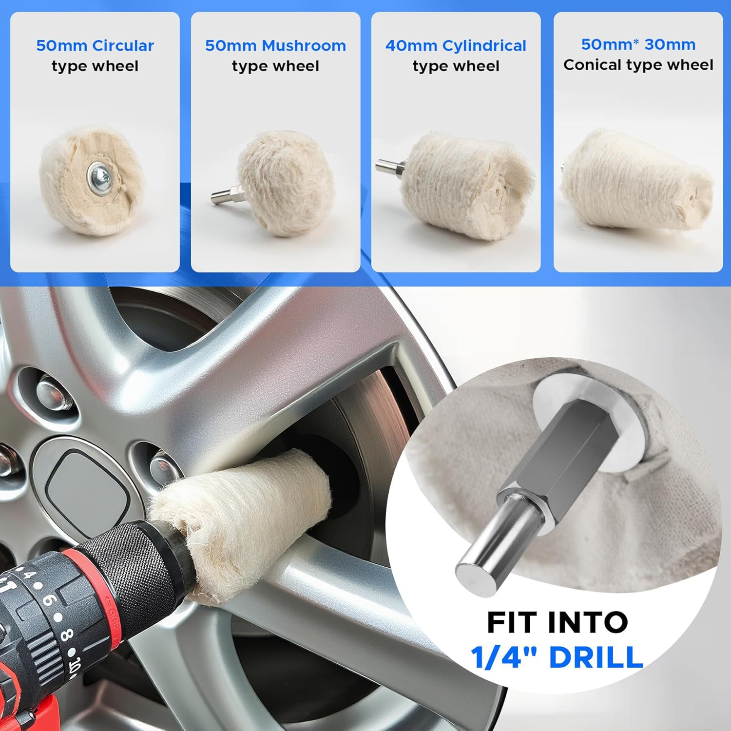 13PCS 8″ S-Shape Airway Buffing Wheel Kit,16-Layer Aluminum Metal Polishing Whee