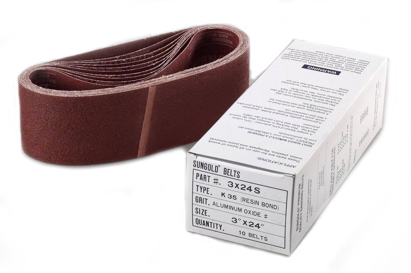 3″ x 24″ 80 Grit Sanding Belts- Box of 10, 64666 x