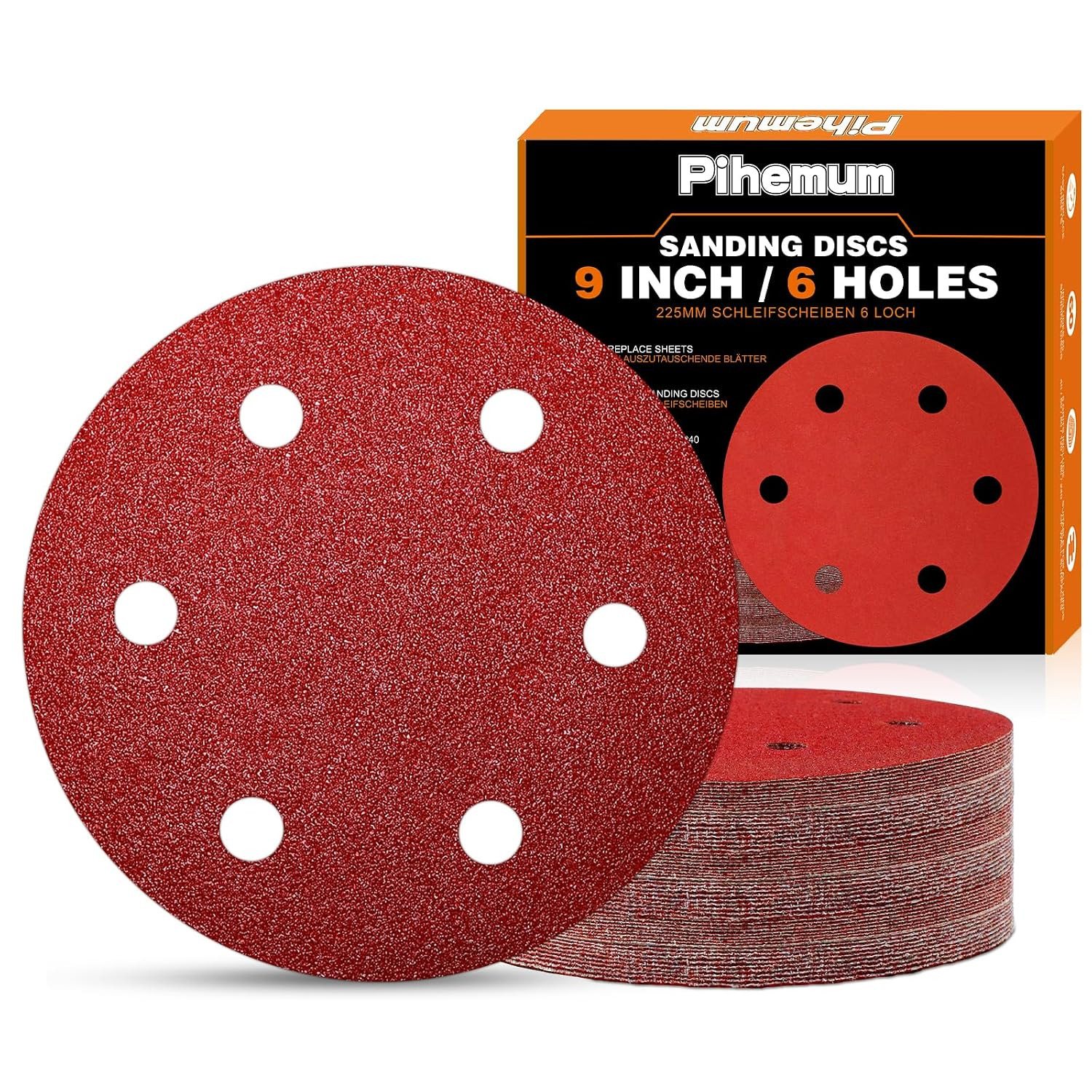 60 PCS 9 Inch Drywall Sanding Discs 40 60 80 120 180 240 Grit 6 Hole Hook