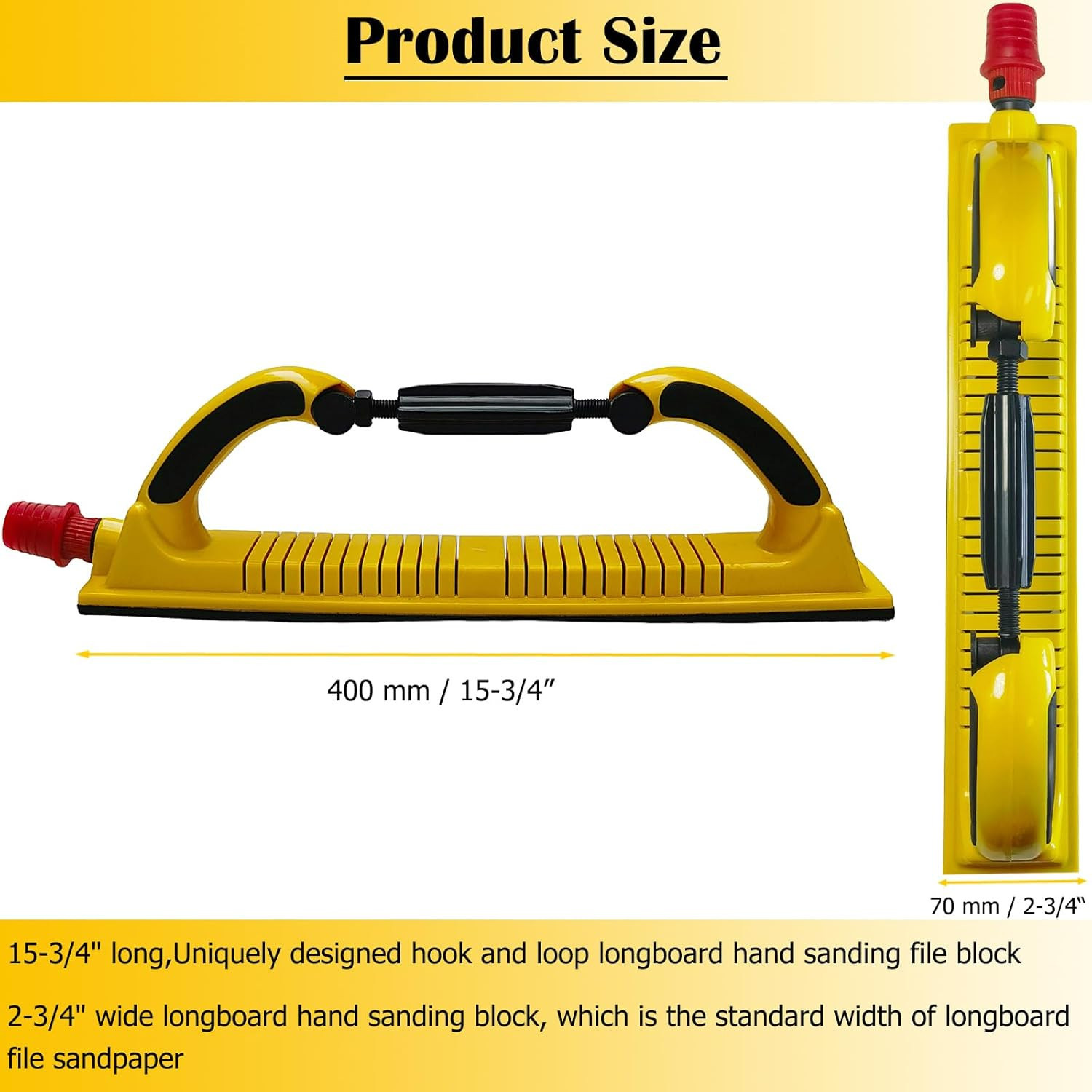 Toromp 2-3/4″ X 15-3/4″ Dust Free Longboard Hand Sanding File Block Adjustable R