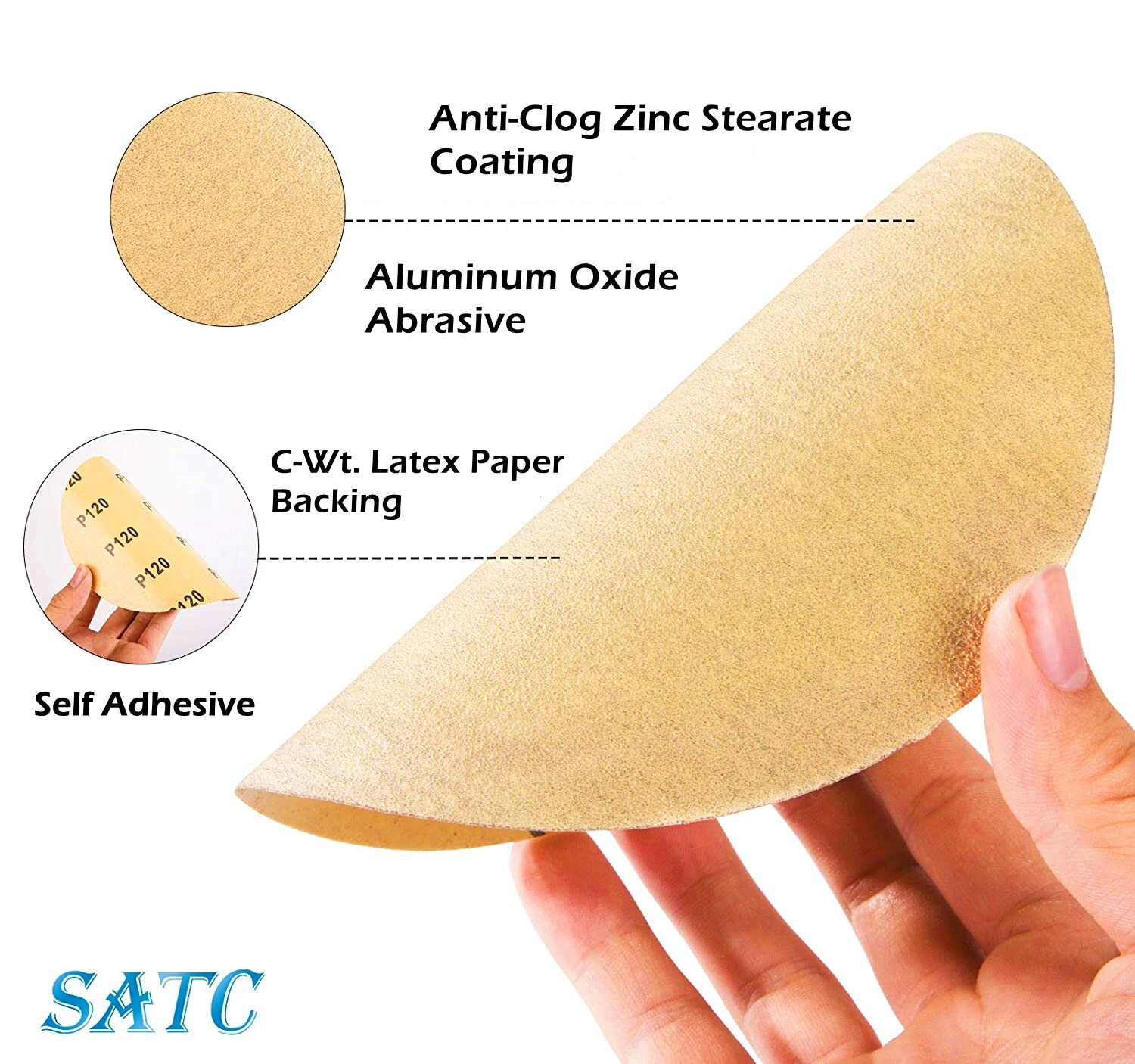40 Grit 6 in PSA Sanding Disc Sticky Back Sandpaper 50 Pack Adhesive DA Sander