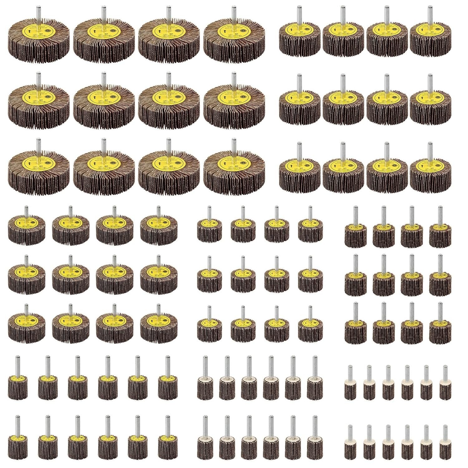 1/4″ 80 Grit Abrasive Flap Wheel Sander – 96 Set