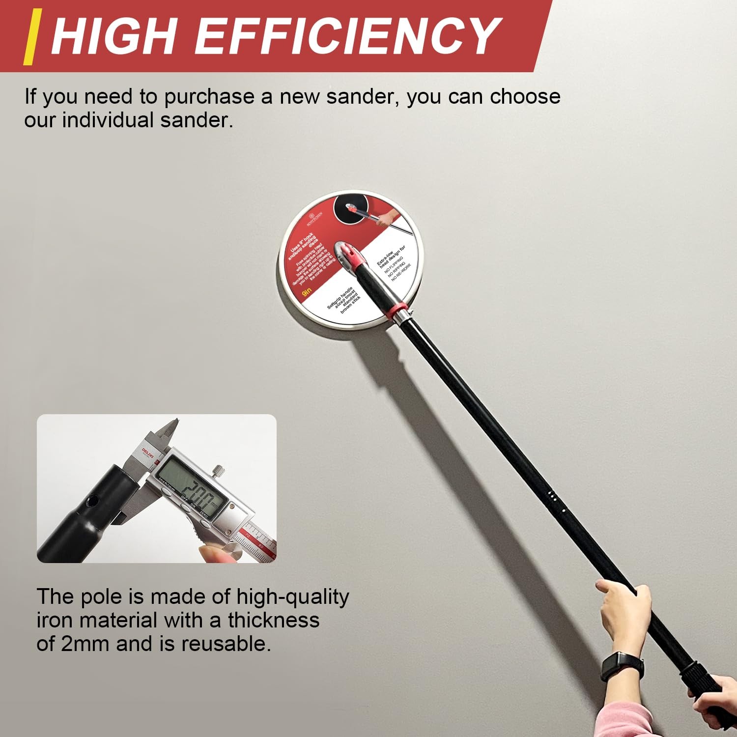 Drywall Pole Sander,9 Inch Radial Round Pole Sander with 47inch Extension Pol…
