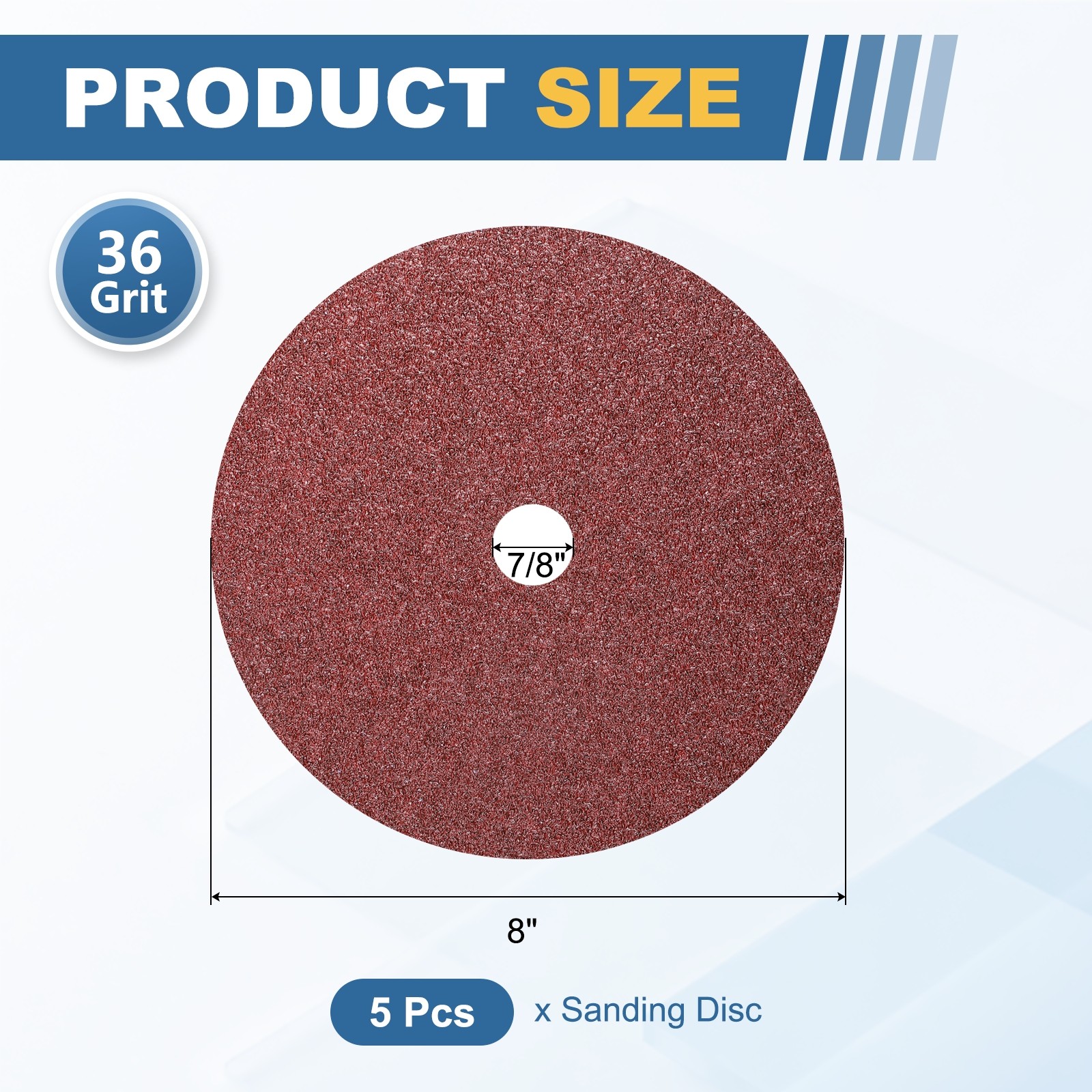 5 Pcs Ceramic Aluminum Oxide Discs – [8″ x 7/8″ Arbor Hole, 36 Grits], Red