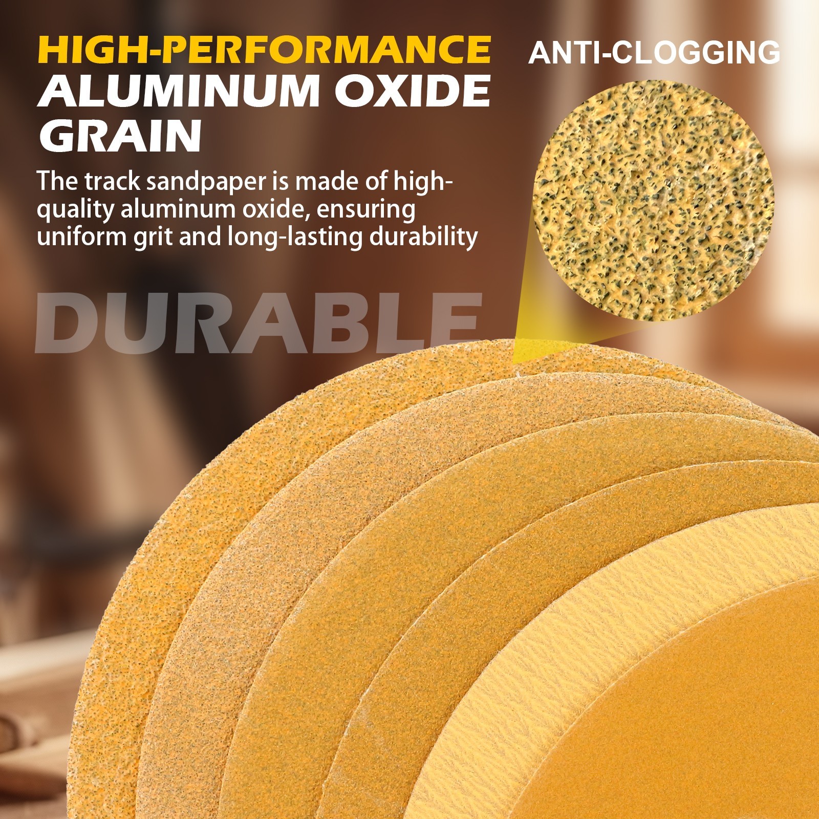 50-PACK 5 inch Sanding Discs 8-Hole Hook Loop for Orbital Sander Paper 120 Grit