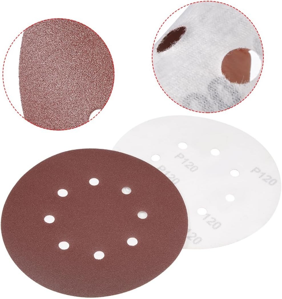 Versatile 10 Pack of 7 Inch 120 Grit Sanding Discs with Dust Extraction Holes