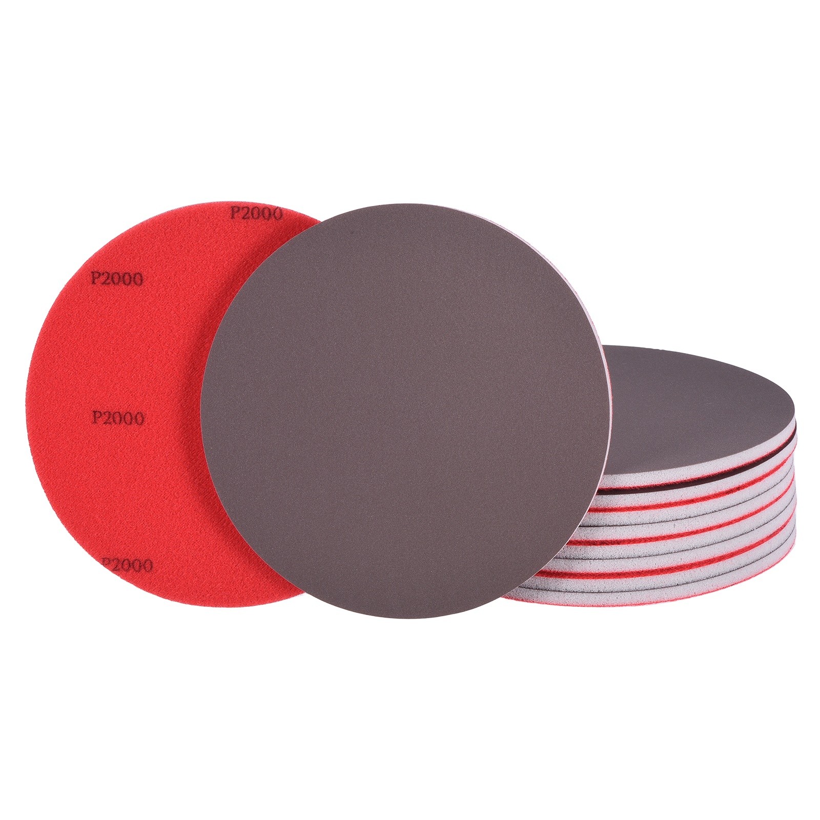 10 Pcs 2000 Grit 6 Inch Hook and Loop Sponge Sanding Disc for Sander, Black