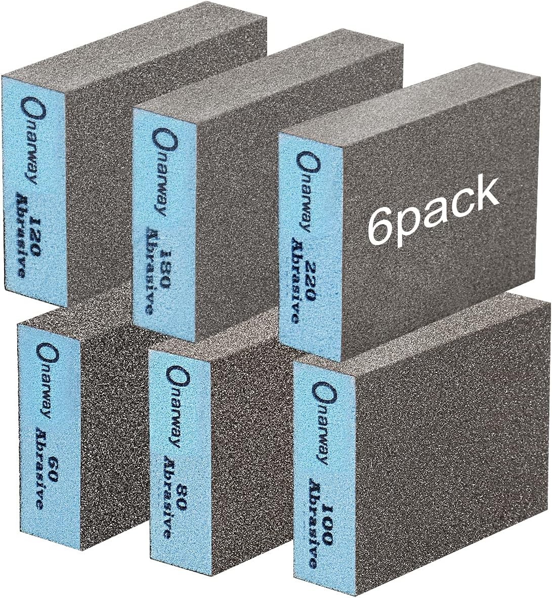 6-Piece Wet & Dry Sanding Block Kit – Assorted Grits for Wood, Metal & Furniture