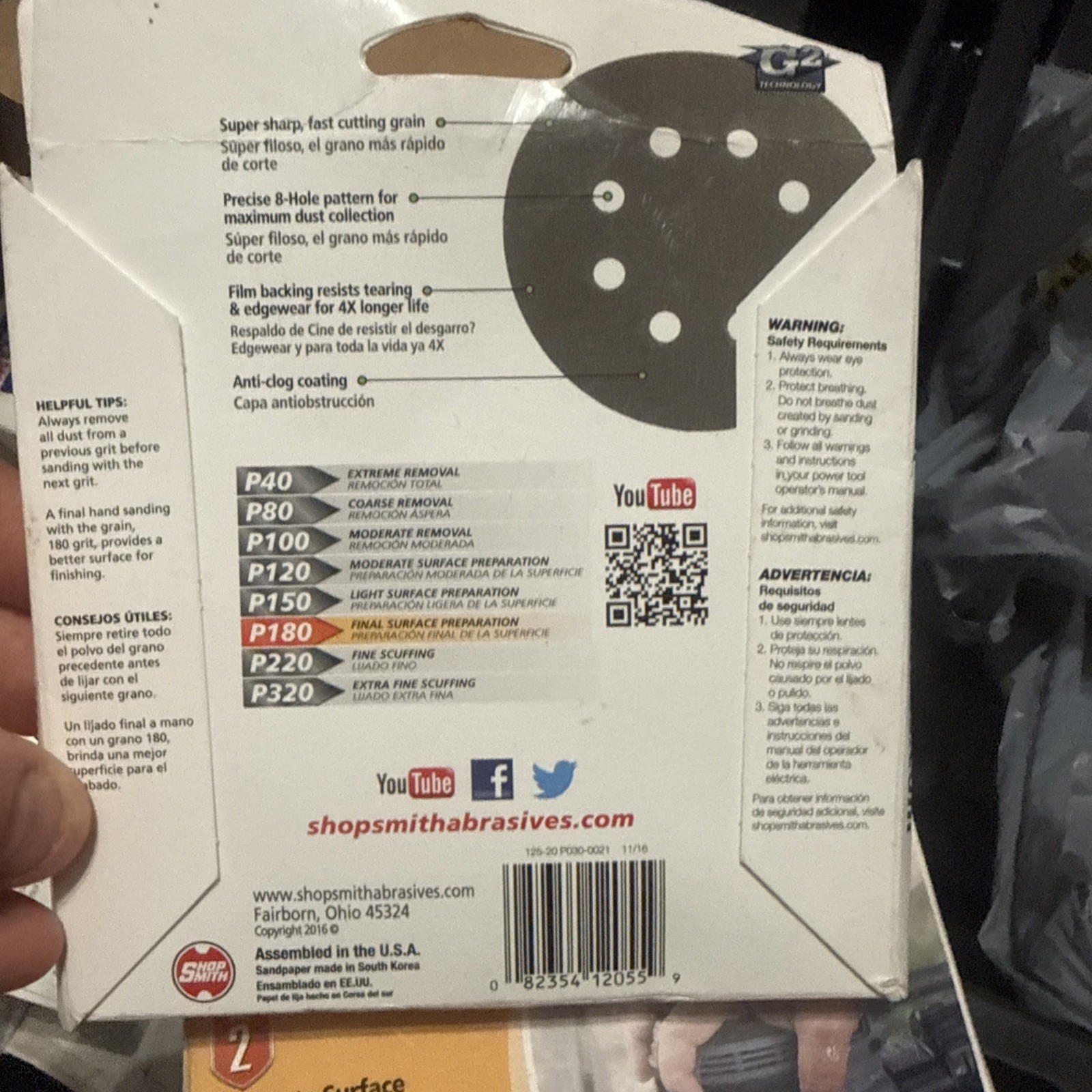 15 Sanding Discs P 180 Grit Abrasive Film 5” Hook Loop Hole Sander 1 New Pack