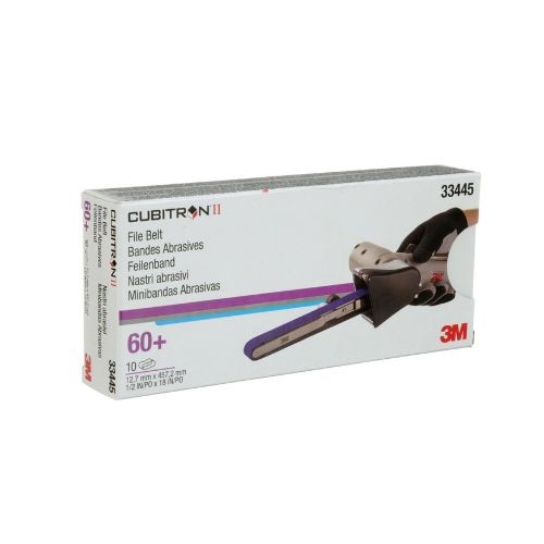 3M Cubitron II 33445 Sanding Belts, 1/2 in x 18 in, 60 Grit, Purple, 10 belts