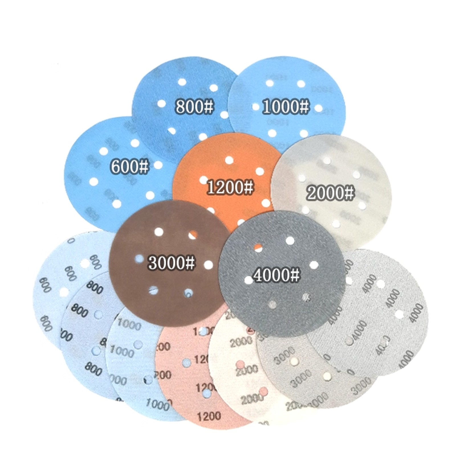 150mm Sanding Discs Wet And Dry 6 Inch Sandpaper Film Pads 600-4000 Grit 6 Hole