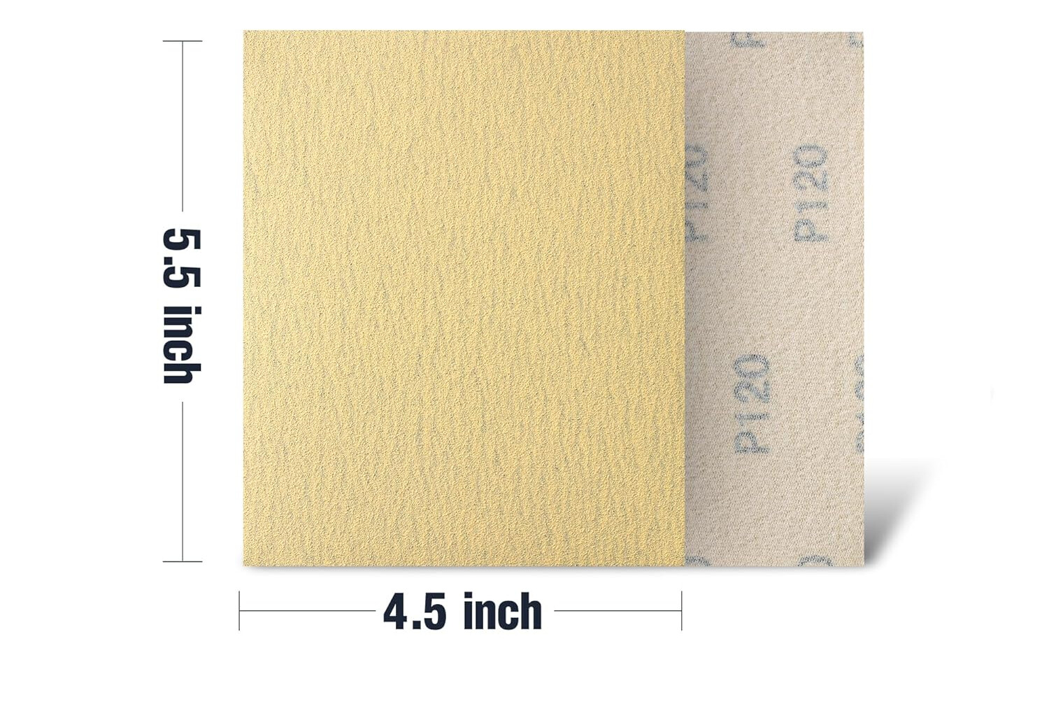 120 Grit Gold – 1/4 Sheet Hook & Loop Sandpaper Sheets 5.5″ x 4.5″ – 100 PCS