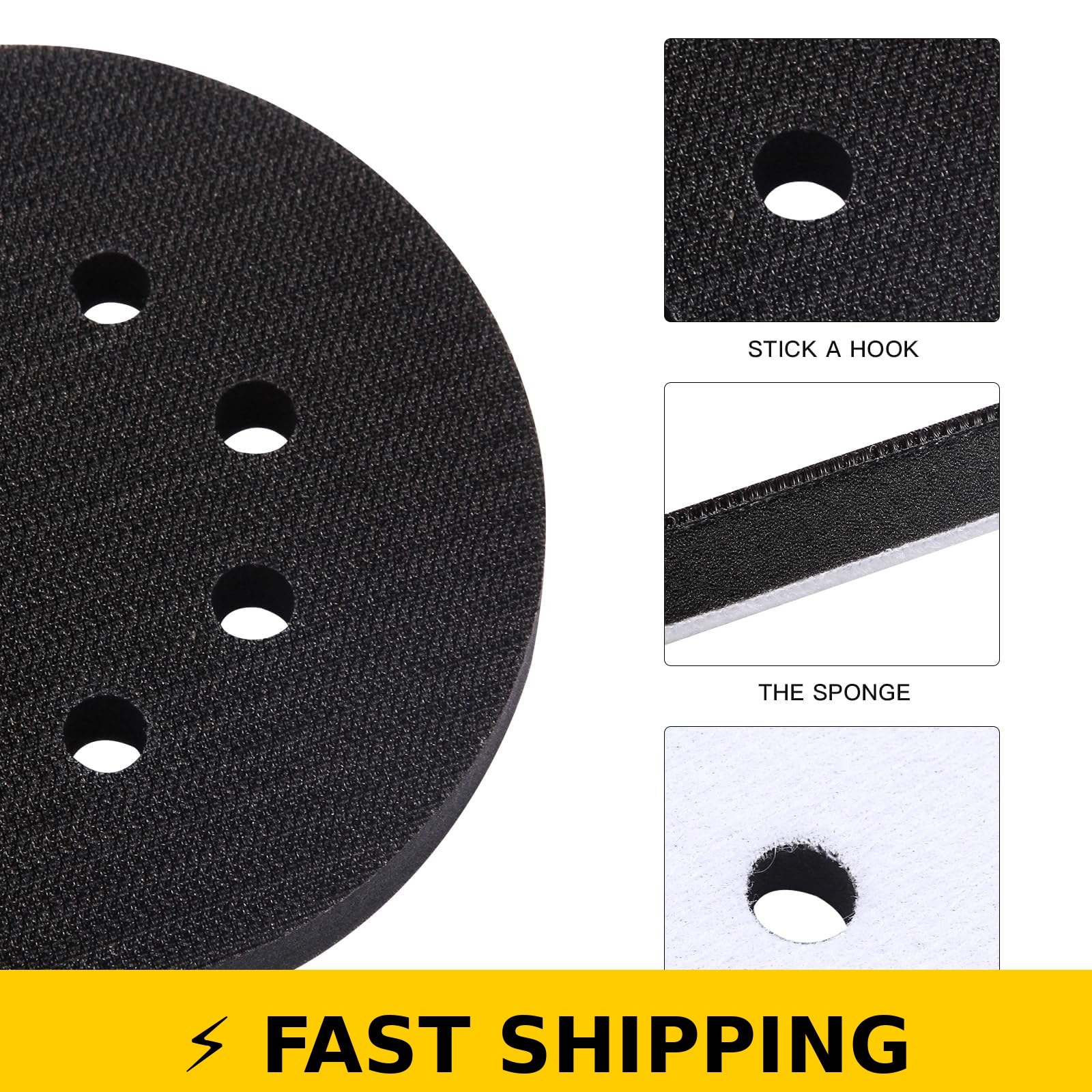 TPSUIPA 6-Pack 5-Inch 8-Hole Foam Sanding Pads for Orbital Sanders