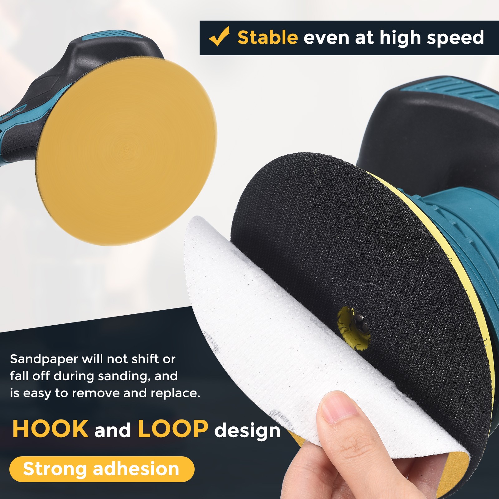100 Pcs 6 Inch Sanding Disc 60 Grit Hook and Loop Sandpaper, Gold