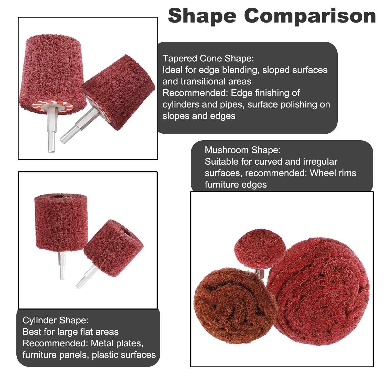 7 PCS 1/4 Inch Shank Non Woven Abrasive Polishing Wheel Drill Attachment Set