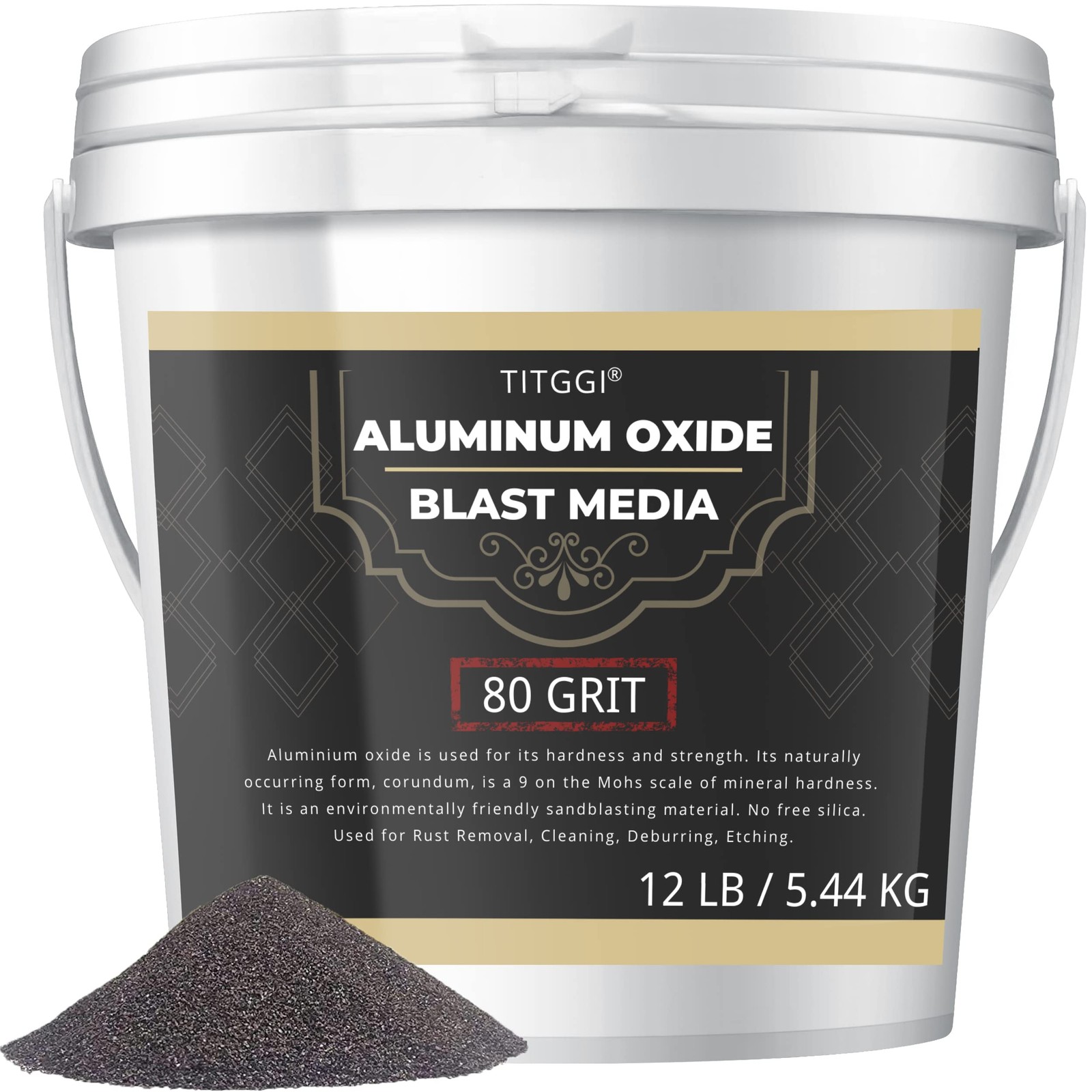 #80 Grit Aluminum Oxide Blast Media (12 LBS/5.44kg) – #80-12LB, 80