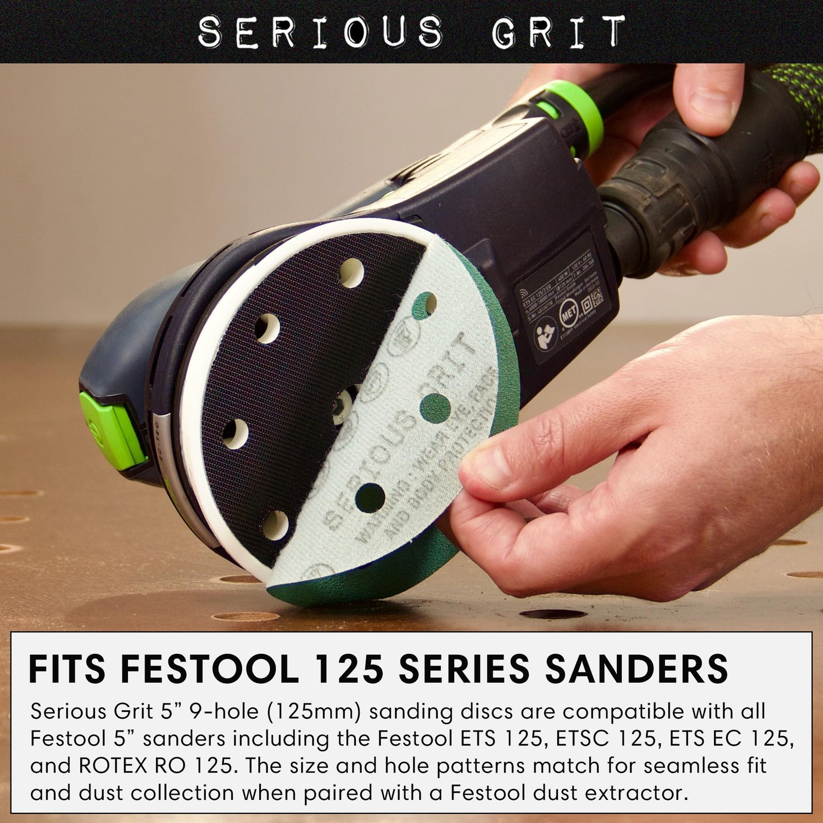 Serious Grit – 5-Inch 9-Hole 150 Sanding Discs – Heavy-Duty 150