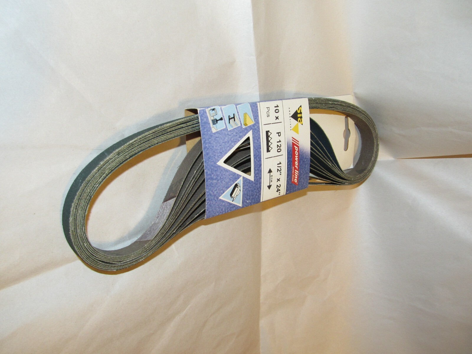 Power line 1/2 inch x 24 inch Sanding Belts, Pack of 10