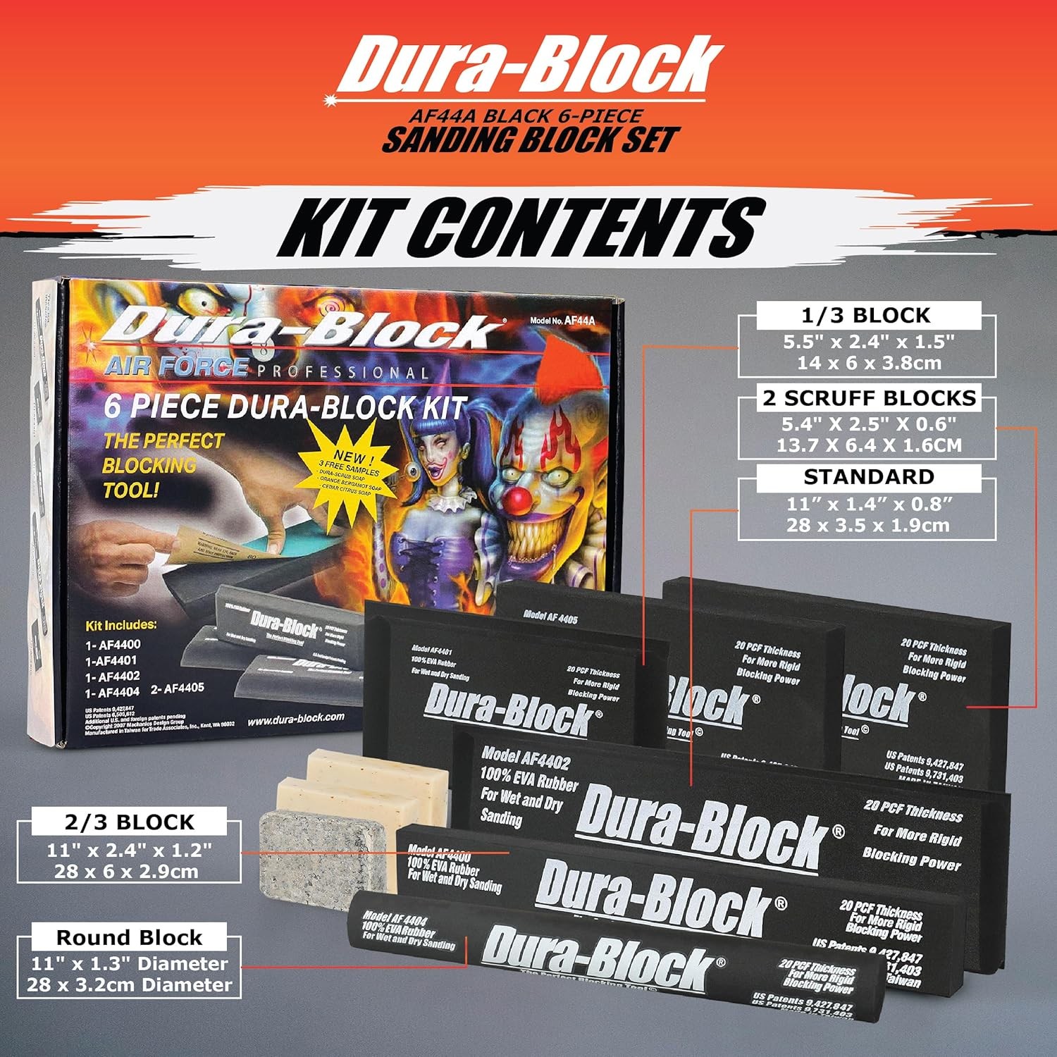 Set 6Pc – Flexible EVA Foam Wet or Dry Autobody Sanding Blocks Kit for Automotiv