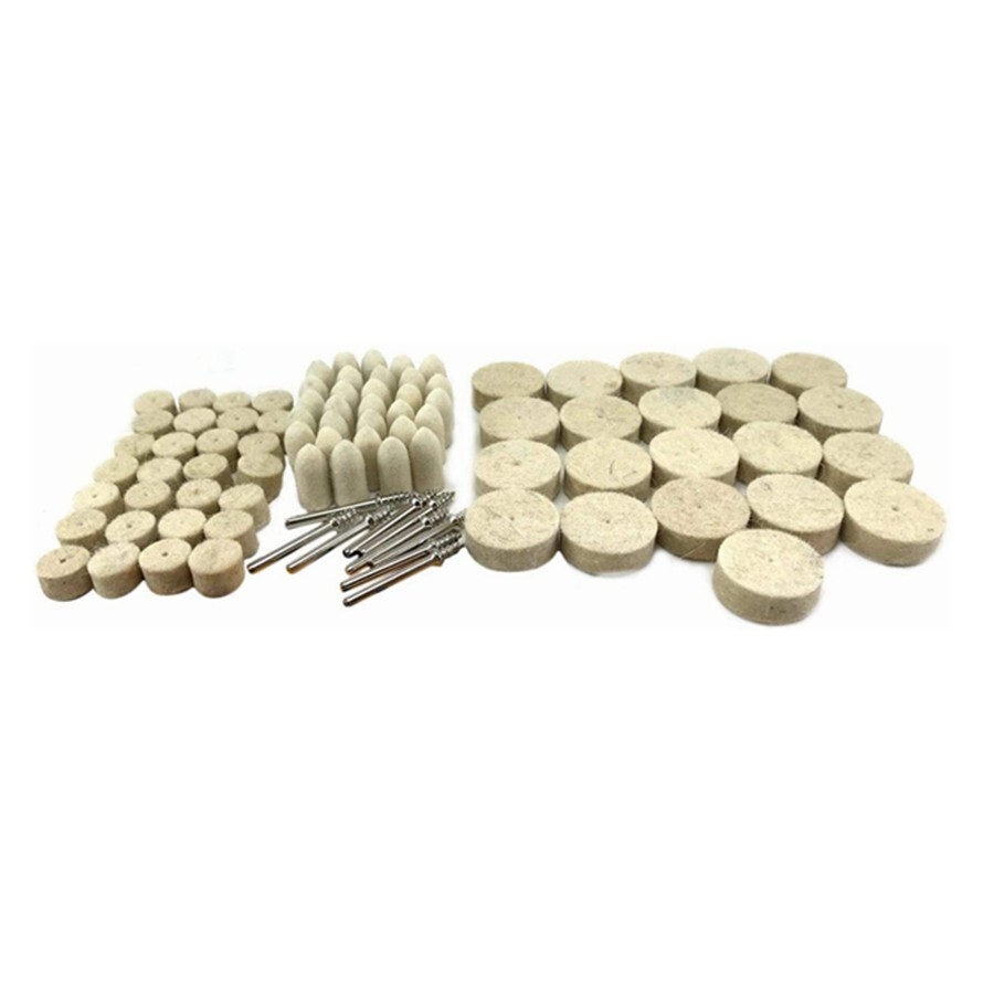 100 Pcs Wool Felt Buffing Polishing Pad Wheel Cone Tips For Grinder Dremel A972