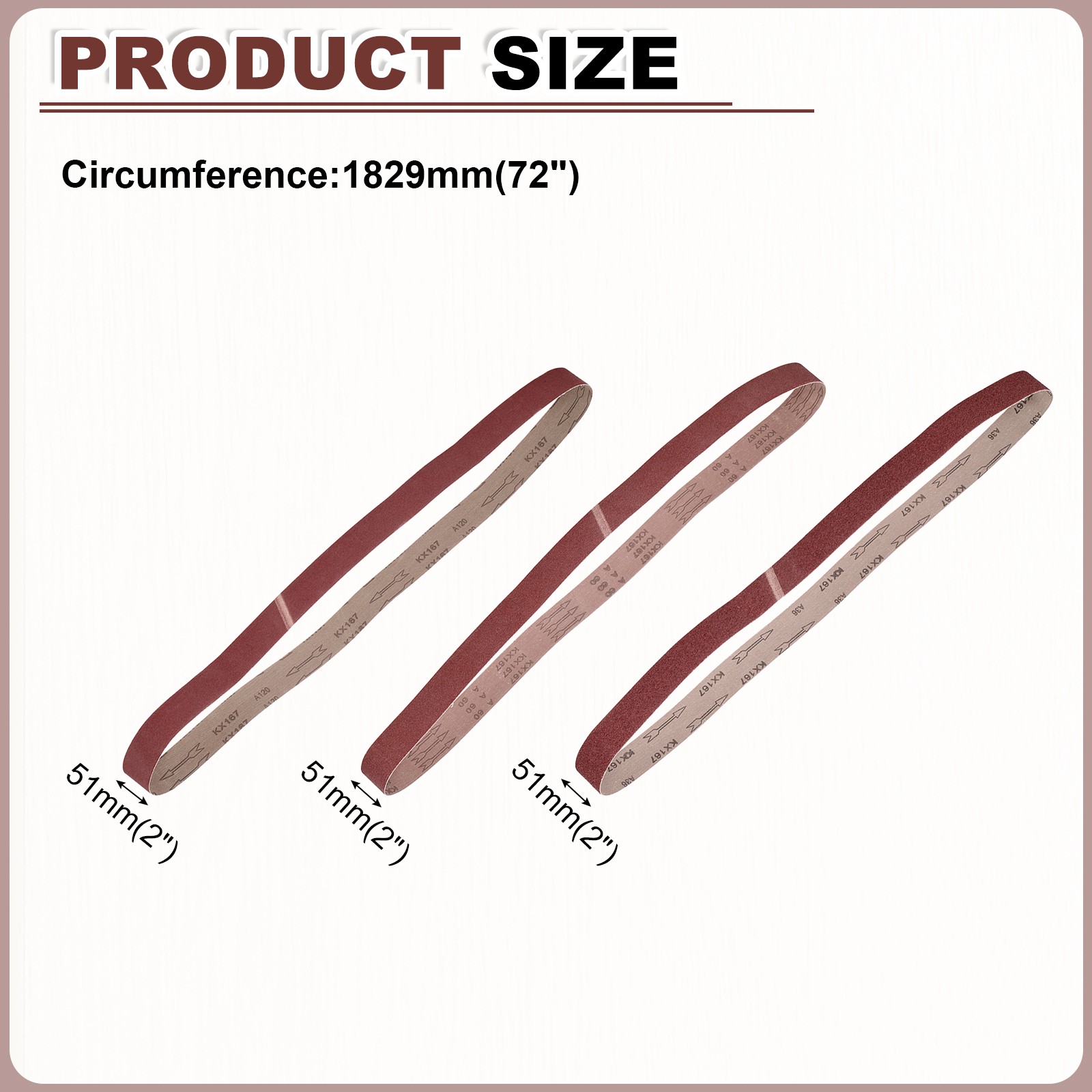 2 x 72 Inch Sanding Belts, 10 Pcs 36/60/120 Grits Aluminum Oxide