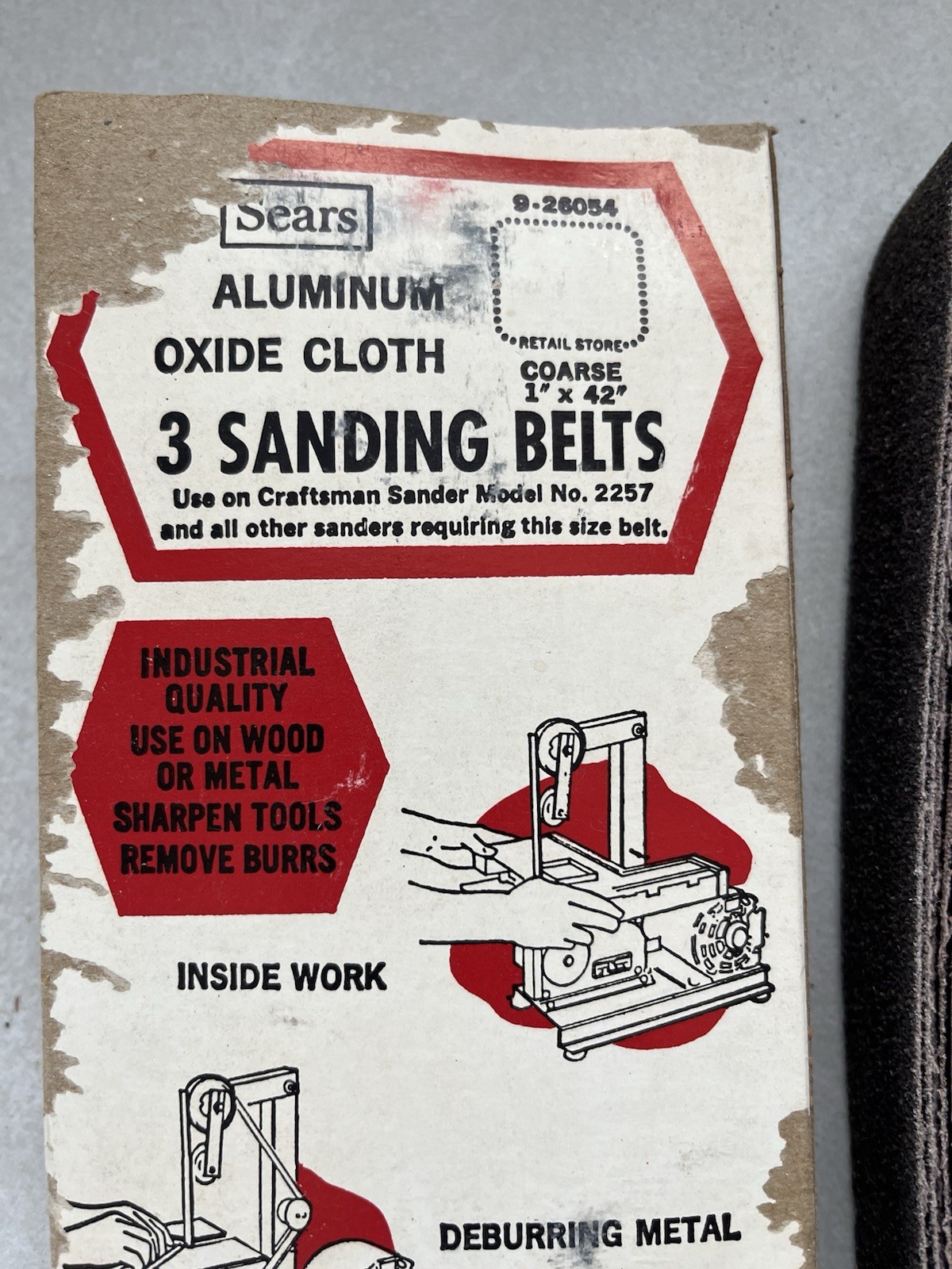 Aluminum oxide sanding belts 1×42 & x-088 lot New Vintage Belts Sears Roebucks