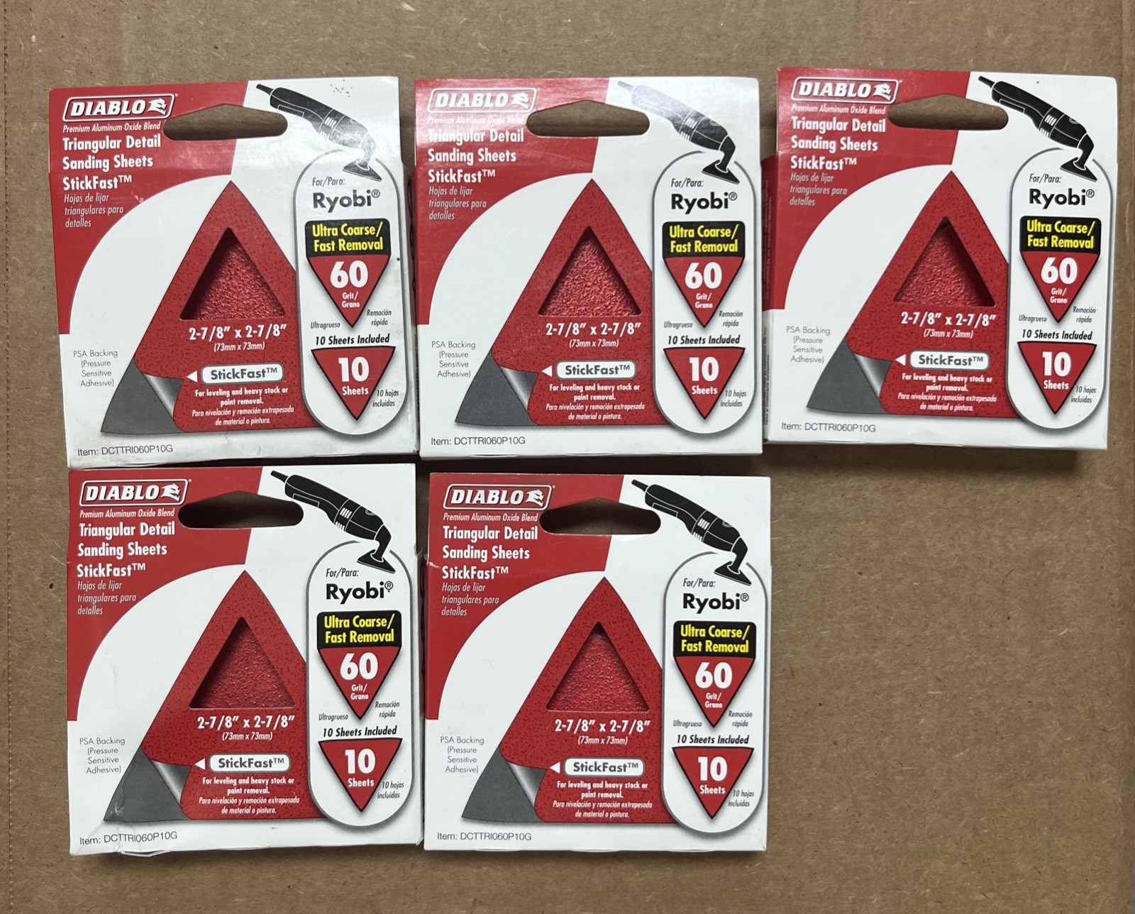 DIABLO 2-7/8in.x2-7/8in. 60-Grit StickFast Triangular Detail Sanding Sheets(5BOX