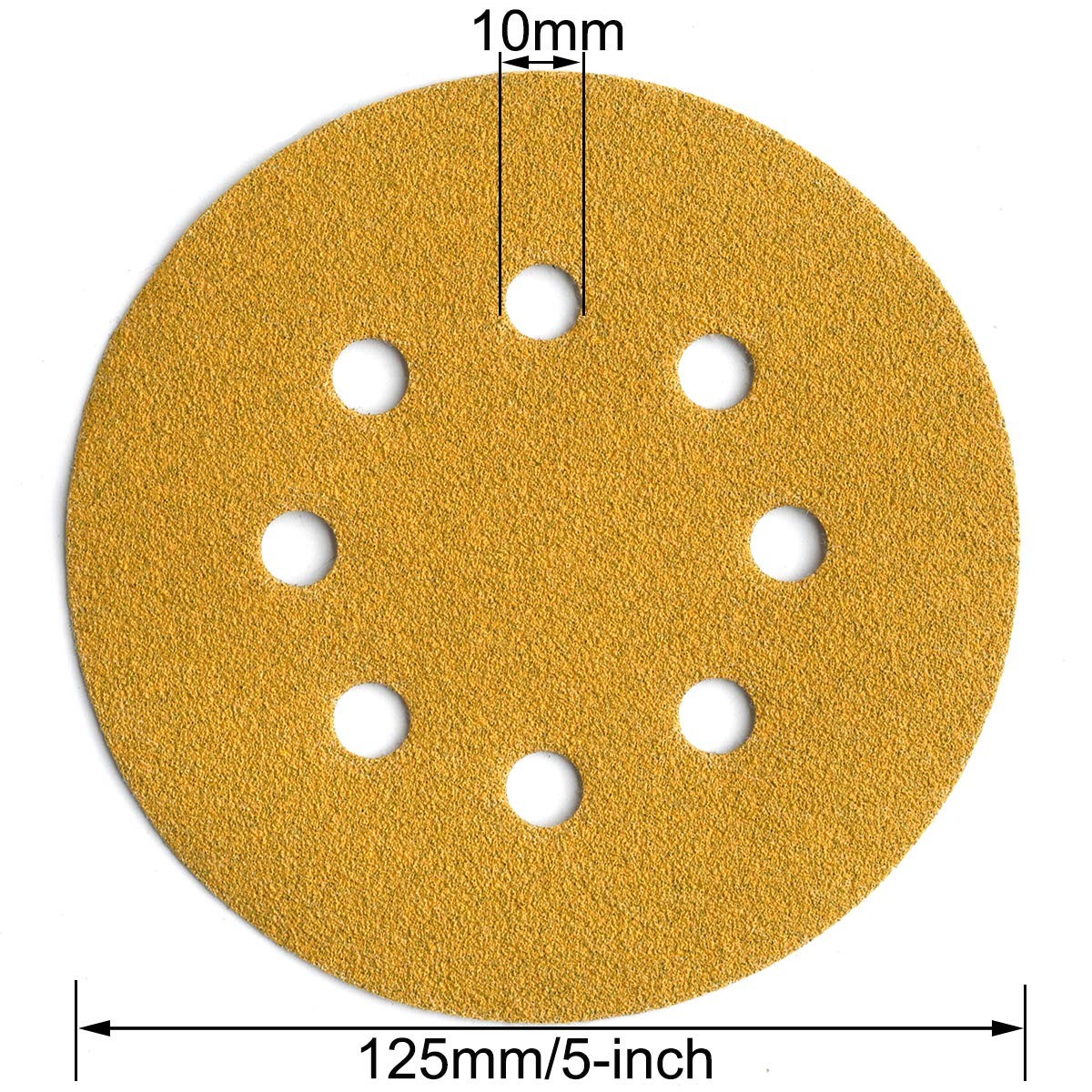 100Pcs 5 inch Sanding Discs 8-Hole Hook Loop for Orbital Sander Paper 80-320Grit