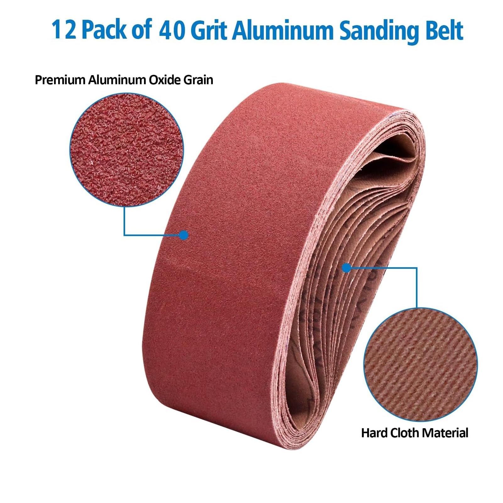 3-Inch x 21-Inch Belt Sander Paper,40 Grit Aluminum Oxide 3x21in, 40