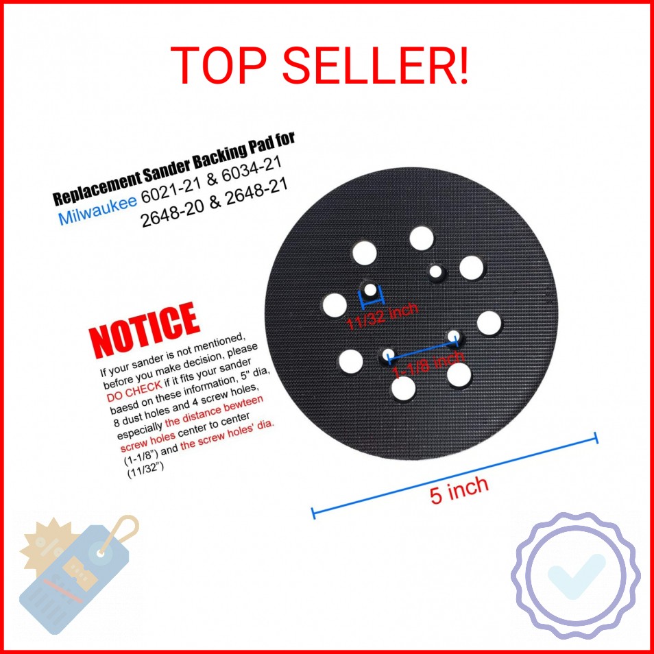 5 Inch 8 Hole Sander Pad for Ridgid R2600 R2601 5″ Random Orbit Sander, 5″ Repla