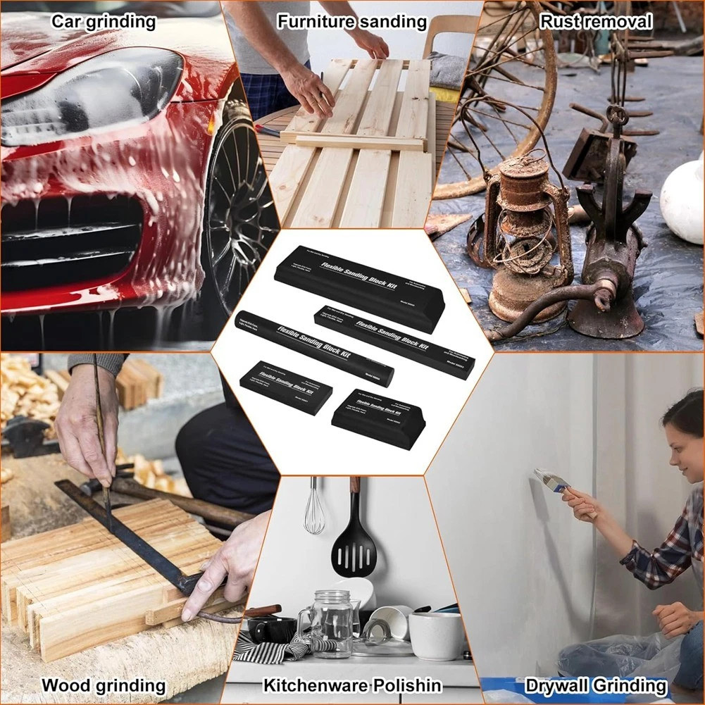 14Pcs Hand Sanding Block Set EVA Foam Wet or Dry for Automotive or Woodwork NEW