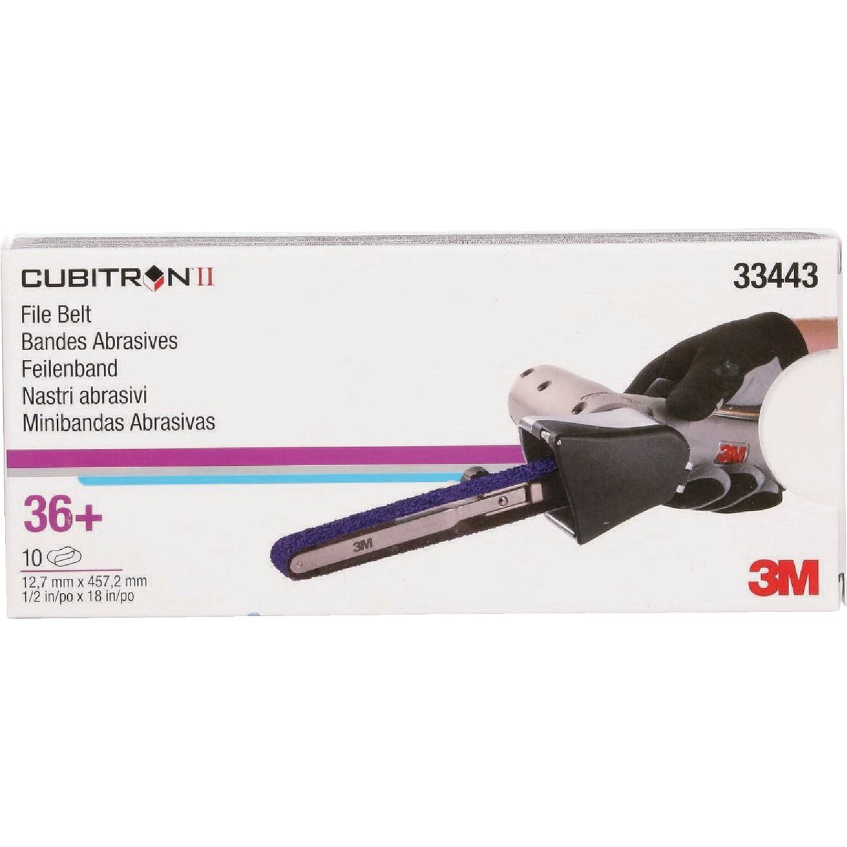 3M Cubitron II 1/2 In. x 18 In. 36 Grit Band File Belt 33443 3M Cubitron II