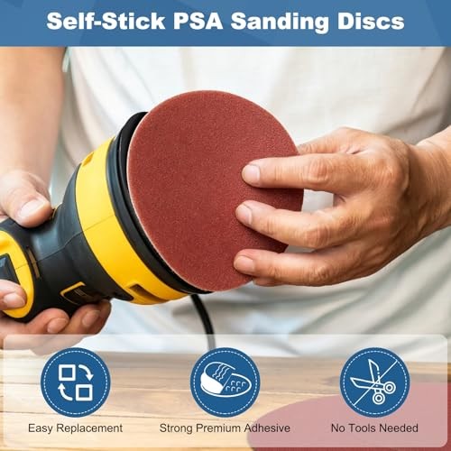 Pack 6 Inch PSA Sanding Discs 120 Grit Aluminum Oxide Self Adhesive 120 grit 10