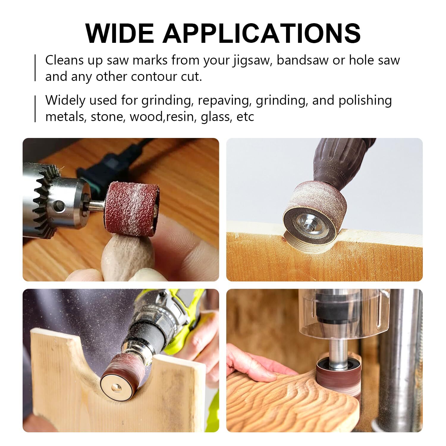16 PACK 2″ LONG Sanding Drums and Sleeves Set with 1/4”Shank Sanding Drum Kit