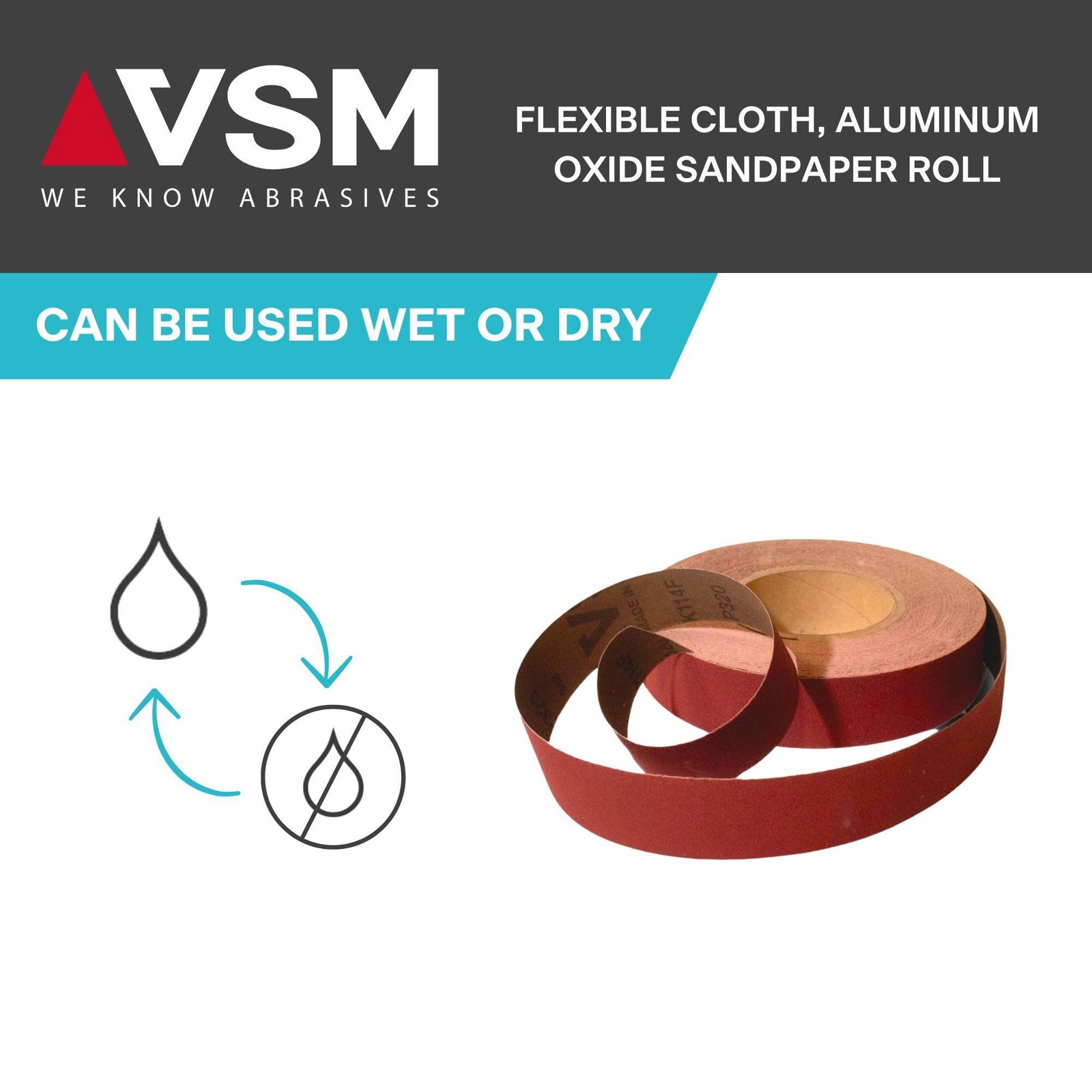 VSM 1-1/2″ x 50yd (150′), 400 Grit (Ultra Fine) Aluminum Oxide Sanding Shop R…