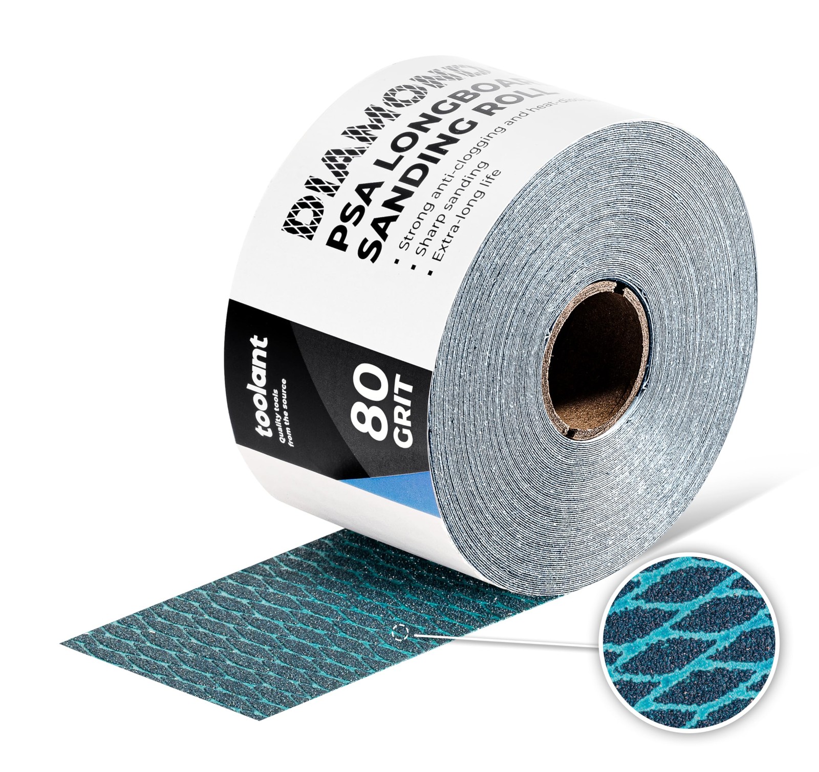 Diamond Shape 80 Grit Sandpaper Roll, 2-3/4″ Wide 10 Yard Longboard Self Adhe…
