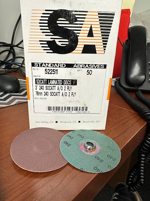 STANDARD ABRASIVES 522511 SOCATT LAMINATED DISCS 3″ 240 GRIT 2 PLY A/O BOX OF 50