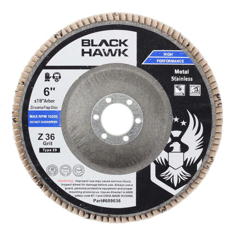BHA 6″ x 7/8″ Zirconia Flap Discs Grinding Wheels for Angle Grinder T29 – 5 Pack