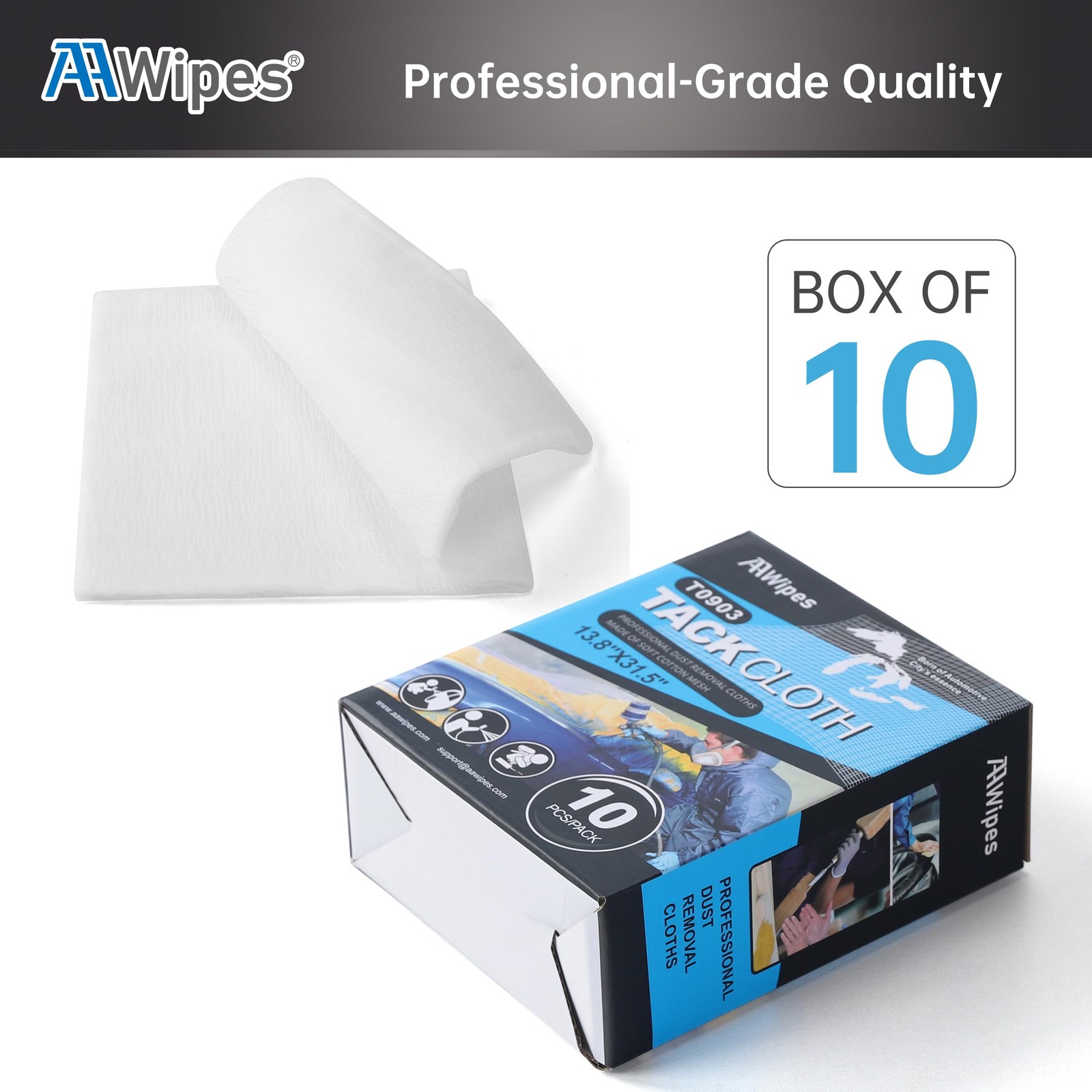 Tack Cloth for Painting (White, 13.8″x31.5″, 10 Pcs) Tac Cloths for Removing Du