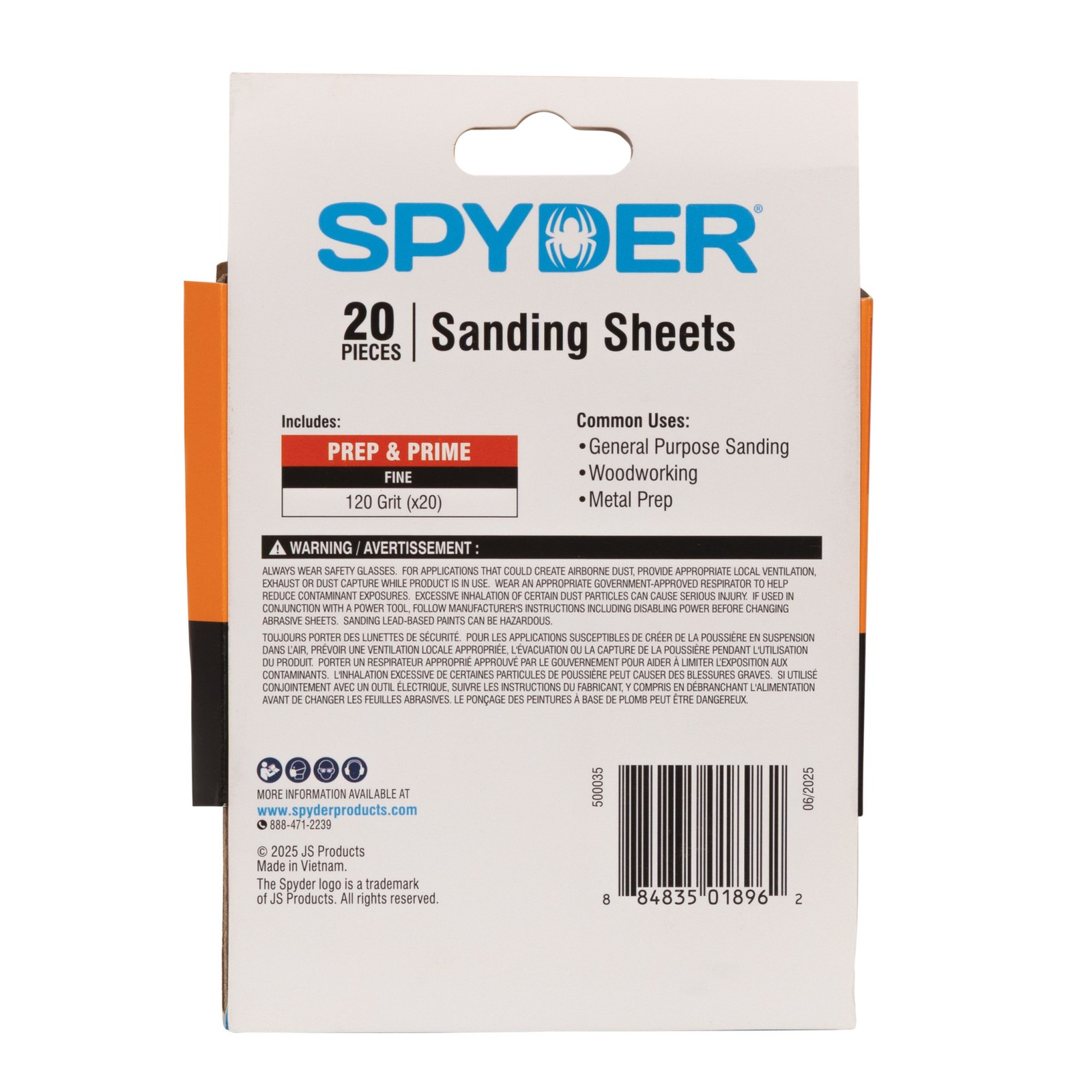 Spyder 4.5 in. x 5.5 in. 120 Grit Aluminum Oxide Sanding Sheets 20-Pack 500035
