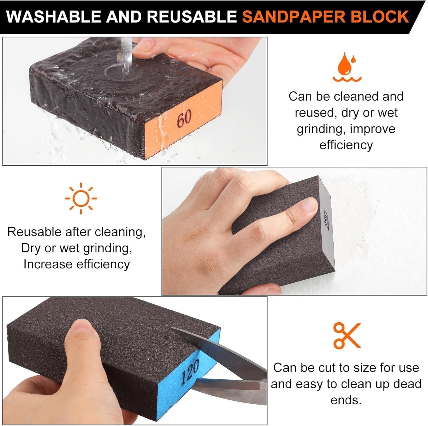 Versatile Sandpaper Blocks Set for Woodworking, Drywall and Furniture Projects