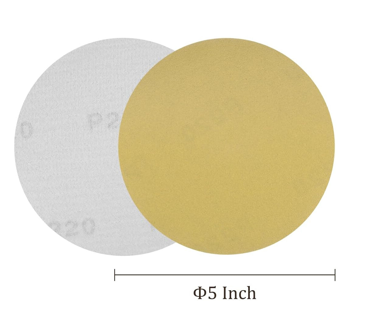 25/50 PCS Premium 5 Inch 0-Hole Gold Hook and Loop Grip Sanding Disc 40-800 Grit