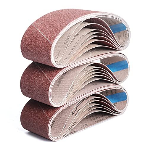 Boshcraft 3 x 21 Inch Sanding Belts, 21 Pack Belt Sander Paper