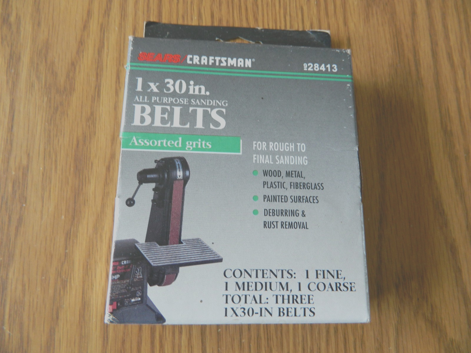 Sears/Craftsman (3) 1″ x 30″ Sanding Belts – 1 Fine., 1 Med., & 1 Coarse #928413