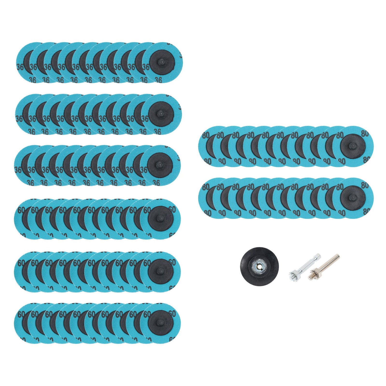 80Pcs 2 Inch 36/60/80 Grit Rotary Lock Type Sandpaper Quick Change Grinding Disc