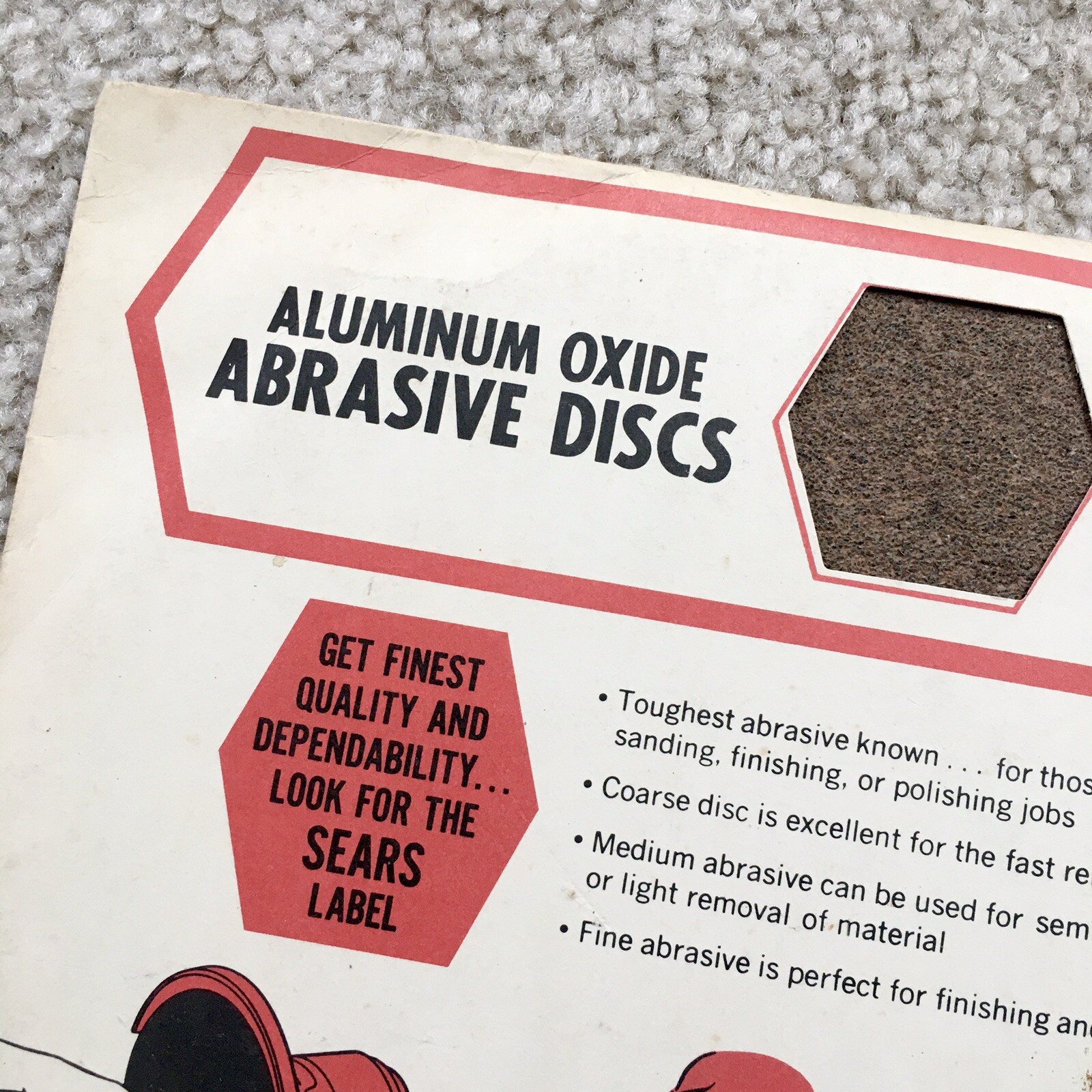 Vintage SEARS CRAFTSMAN Aluminum Oxide Abrasive Discs 8” NOS – 5 Coarse Discs