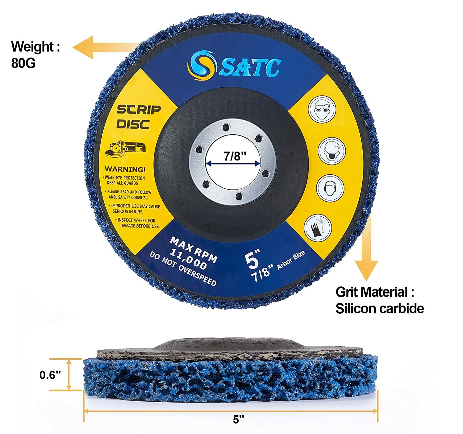 5-Pack 5″ x 7/8″ Blue Poly Strip Clean Disc Paint Stripping Wheels Rust Removal