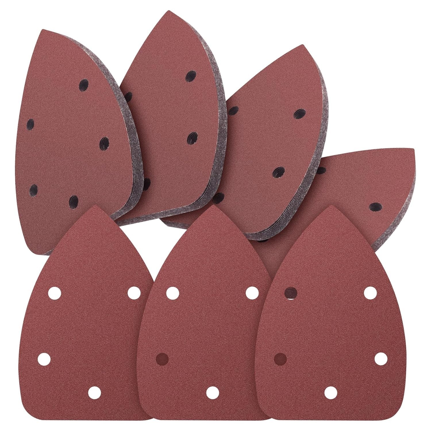 50PCS Mouse Detail Sander Sandpaper, 40 Grits Triangle Sanding Pads, 5 Holes San