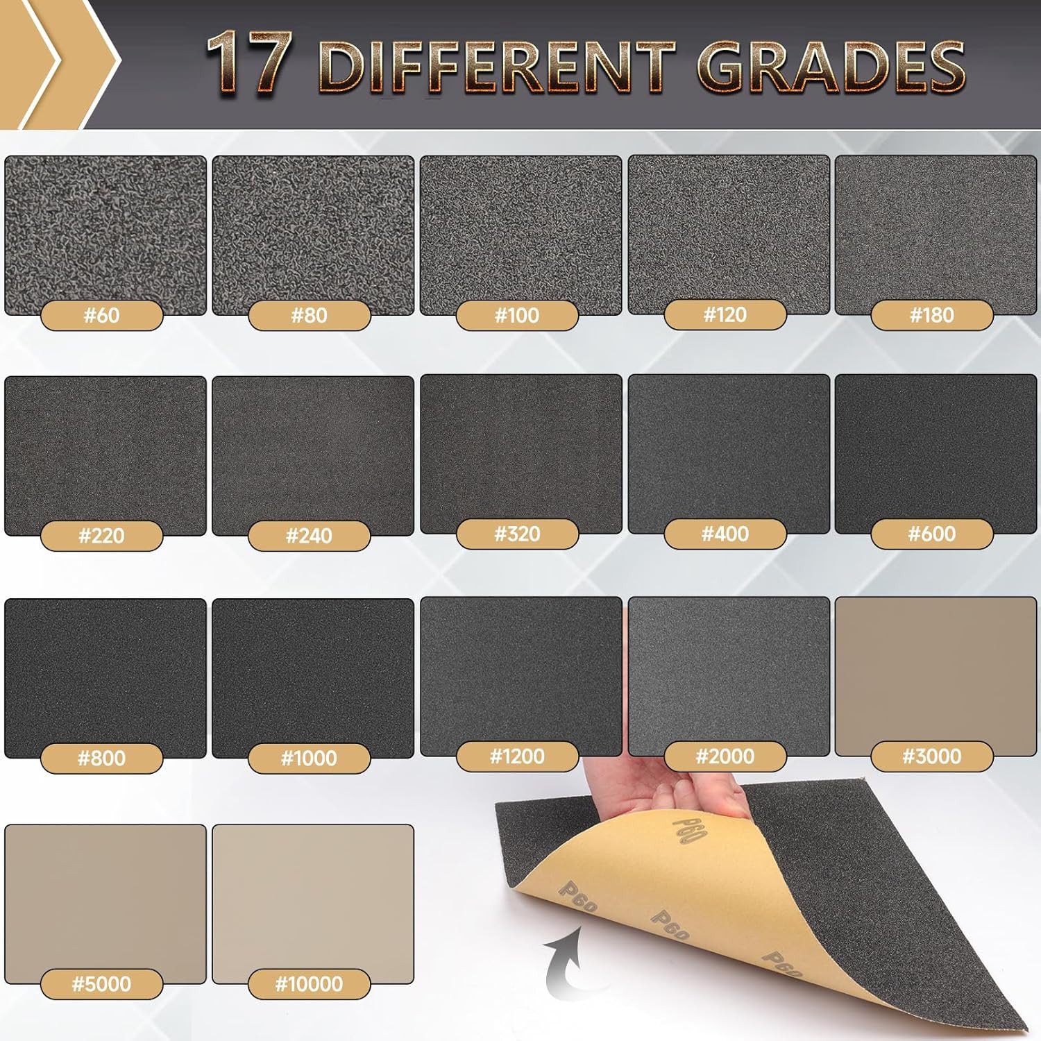 12-Sheet 9 X 11 Inch Wet Dry Fine Sandpaper Assortment, 400/600/800/1000/2000/30