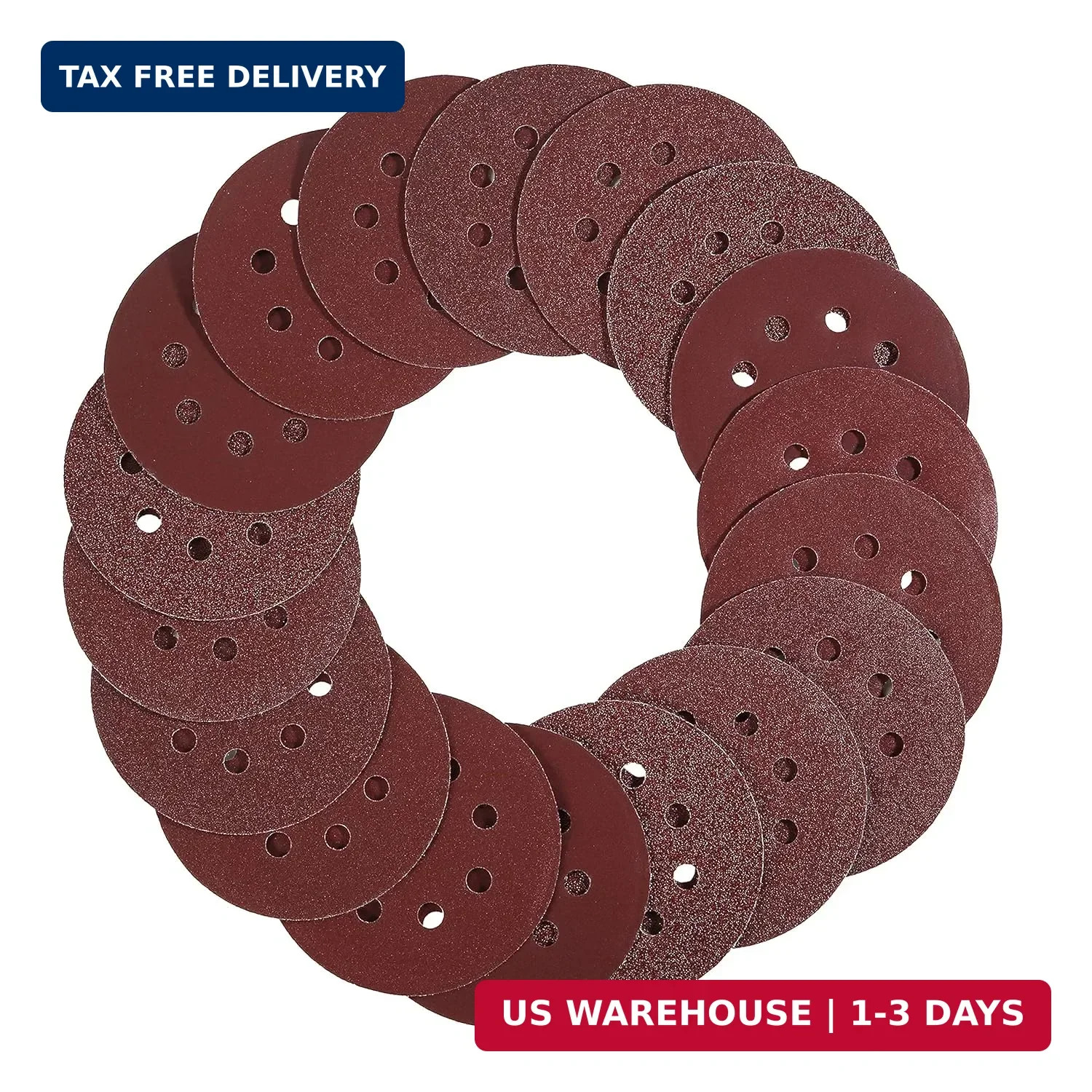 Bates- Sanding Discs 5 Inch 8 Hole, 30 Pack, Assorted Grits 40 80 120 220 320 60